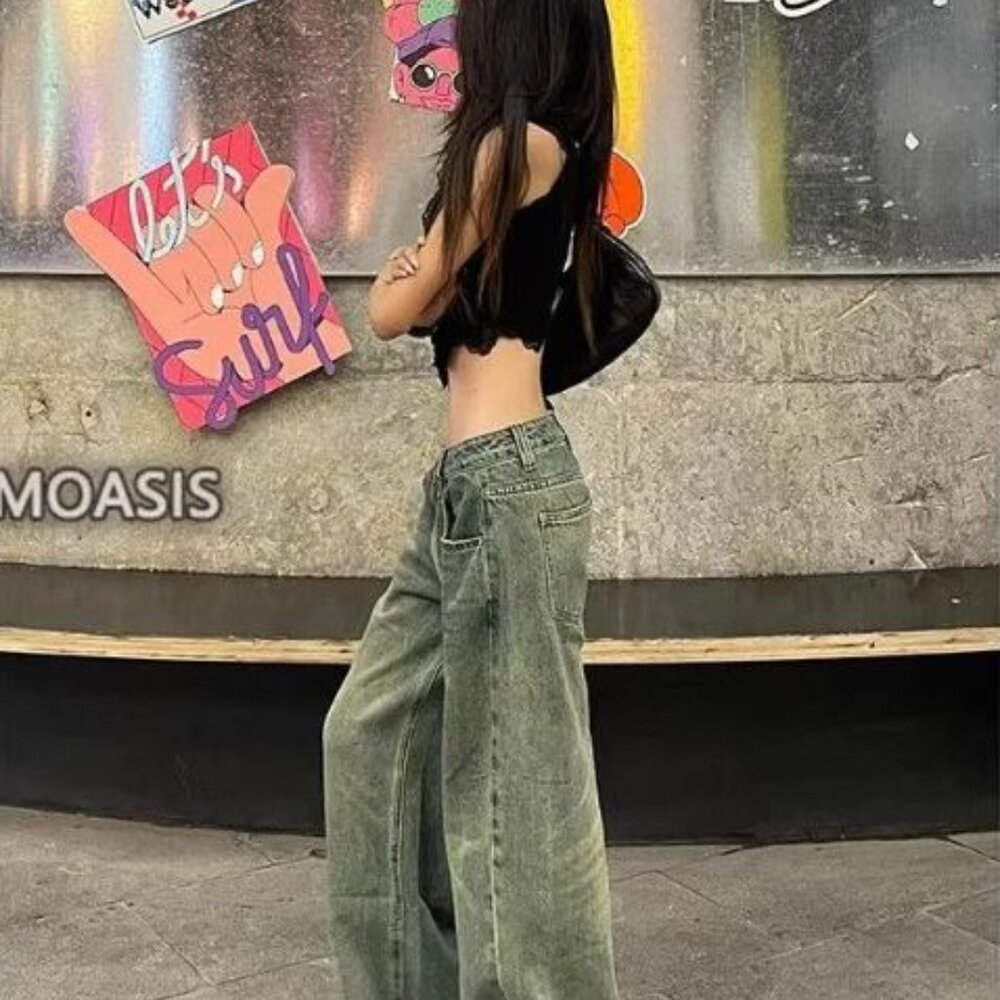 Coline - Low Waist Washed Wide Leg Jeans / US 00, US 0, US 2 / YesStyle